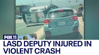 LASD deputy expected to be okay after violent crash in Santa Clarita