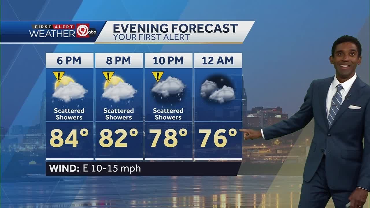 Chances for scattered showers will linger through the evening and ...