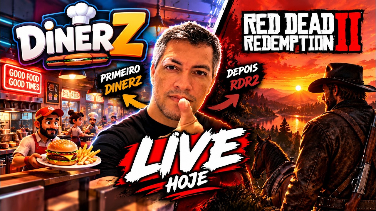 Capa de 🔴 DINERZ + RED DEAD REDEMPTION 2 AO VIVO! 😂 DO CAOS NA COZINHA AO VELHO OESTE!