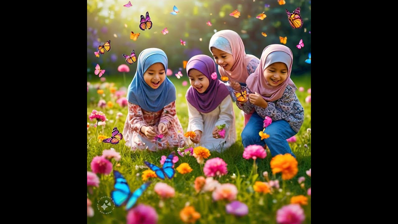 Girls are standing in the park singing a song and enjoying themselves