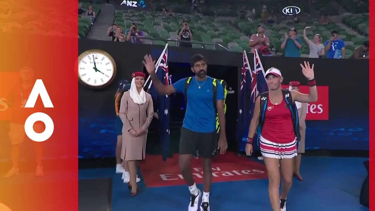 Dabrowski/Pavic and Babos/Bopanna enter Rod Laver Arena | Australian Open 2018 finals game 1