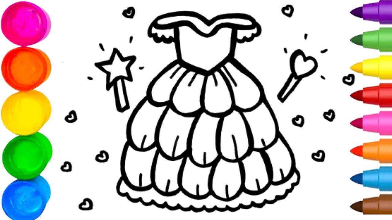 How to draw Princess Dress Drawing, Painting, Colouringcute girl frock
