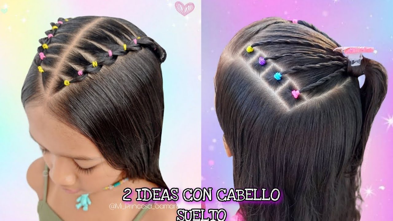 DOS PEINADOS CON CABELLO SUELTO PARA NIÑAS 🤍 PEINADO JUVENIL / PENTEADOS