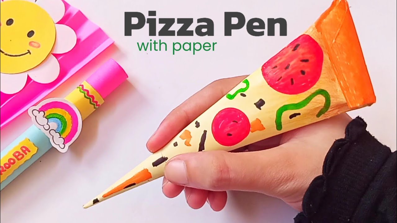 HOw to make PIZZA PEN with paper 😍😱 Homemade pen/ DIY pen decoration ideas / Paper crafts for school