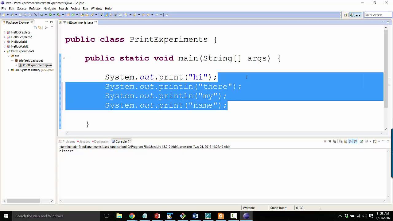 How To Print On Same Line Java