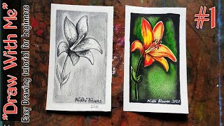 Tiger Lily flower drawing tutorial|| JK's Tiger lily tattoo ||For Beginners||PAINTAHOLIC