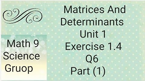 Maths 9 Unit 1 Ex 1.4  Q6 Part (1) Matrices And Determinants   (Punjab board)