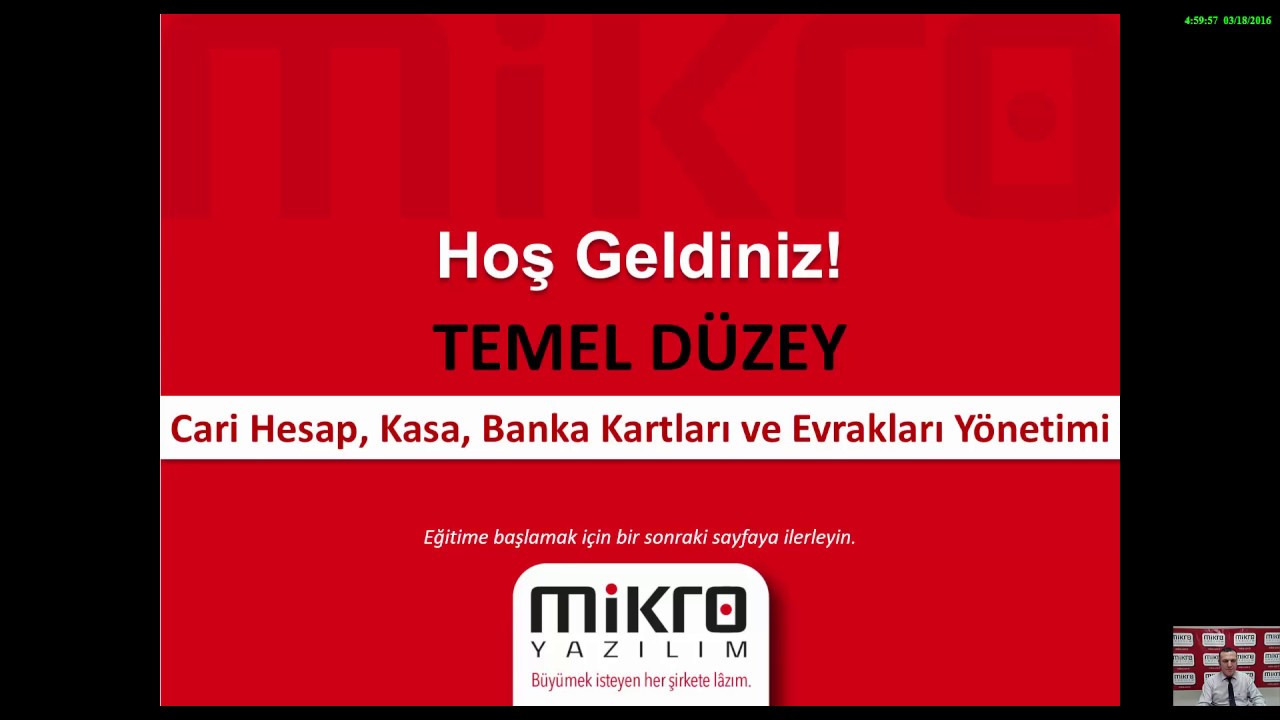 Mikro Yazılım Cari Hesap, Kasa, Banka Kartları ve Evraklar Yönetimleri Eğitimi