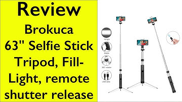 Review Brokuca 63" Selfie Stick Tripod with Wireless Bluetooth Remote Control LED Fill Light