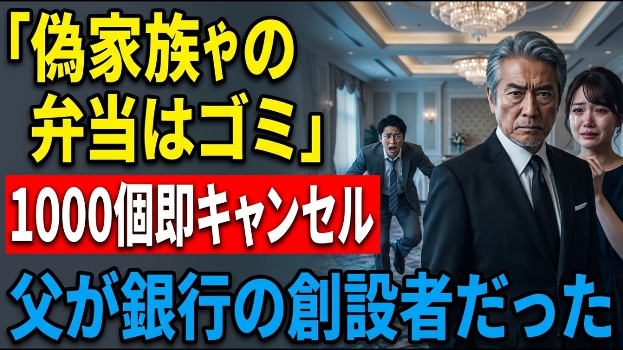 「偽家族が作る祝膳は縁起悪い！1000人分の注文全キャンセル」継父娘で営むボロ弁当屋を見下す銀行員―翌朝、祖父「門出を汚す腐敗組織は潰す！預金3兆円他行へ移す！一瞬で資金消滅本店崩壊#泣ける話 #感動