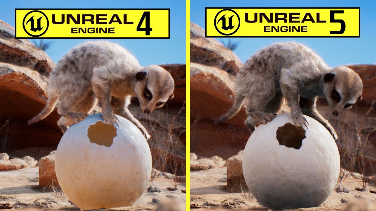 Meerkat Demo Unreal Engine 4.27 vs Unreal Engine 5.6 RTX 5080 Graphics Comparison