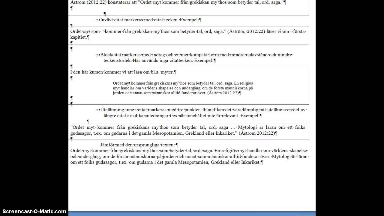 Citat och källhänvisning YouTube