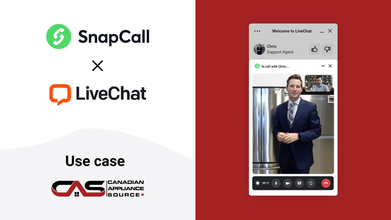 SnapCall + LiveChat: Canadian Appliance - Start a video call with customers right inside the chat