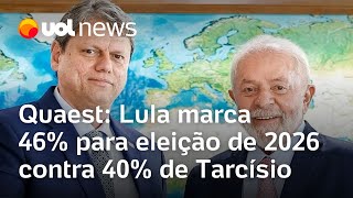 Quaest: Lula marca 46% para eleição de 2026 contra 40% de Tarcísio; Josias e Tales analisam