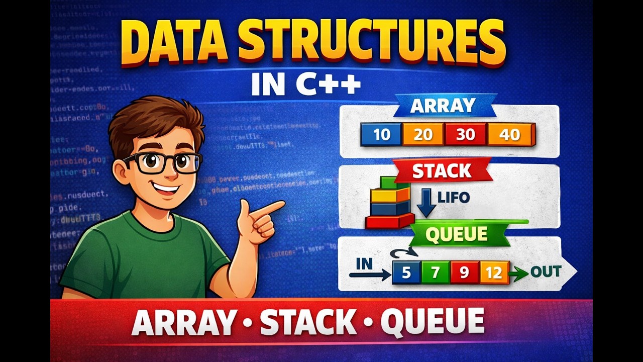 Data Structures in C++ Explained | Array, Stack & Queue (Beginner ...