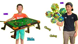 Đồ Chơi Chong Chóng 15K vs Bàn Bida 180K Sịn Sò Mua Ở Cổng Trường Của Đại Gia Ẻo Con Nhà Bà Lã