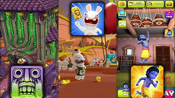 Temple Run 2 Spoky Summit Vs Rabbids Crazy Rus Vs Little Krishna - Endless Run Game Play