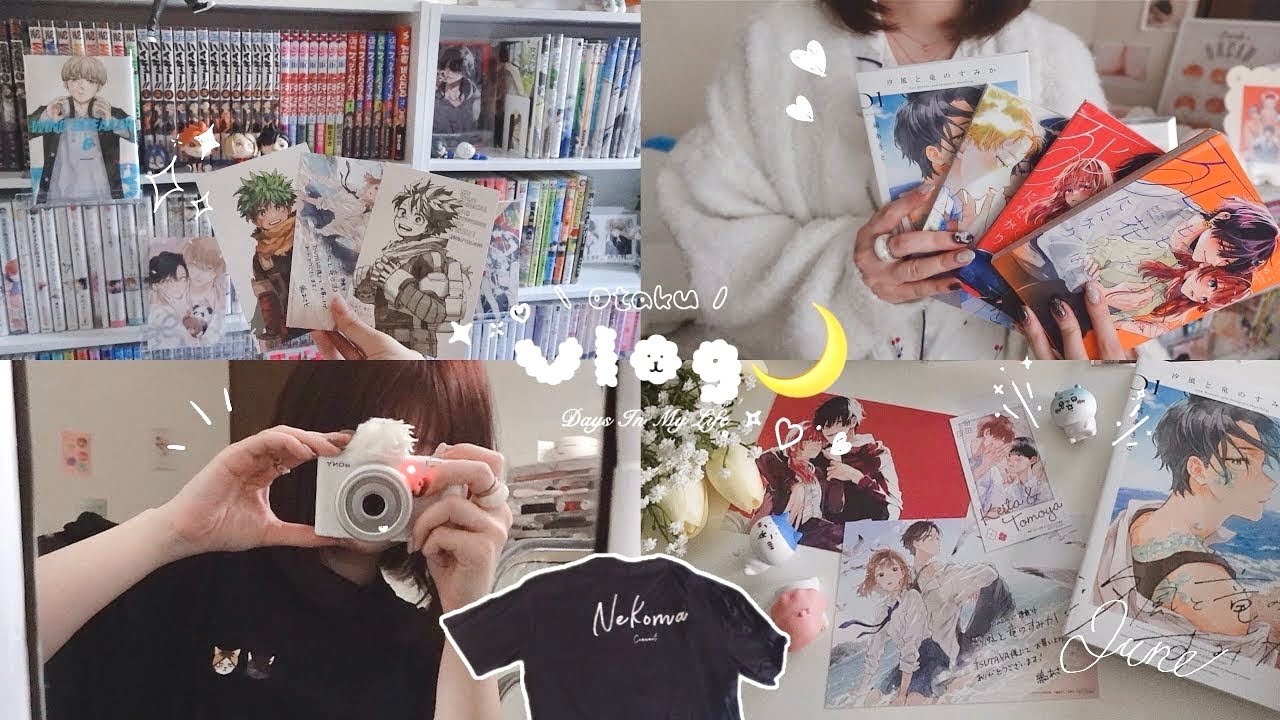 Vlog|オタク社会人のとある休日🥞ꕀ 170冊の漫画棚 ᝰ✍🏻|少女漫画多めの漫画紹介|新作ハイキューTシャツ購入品紹介🏐髪色変えた|僕のヒーローアカデミア|オタクのナイトルーティーン🌙漫画部屋