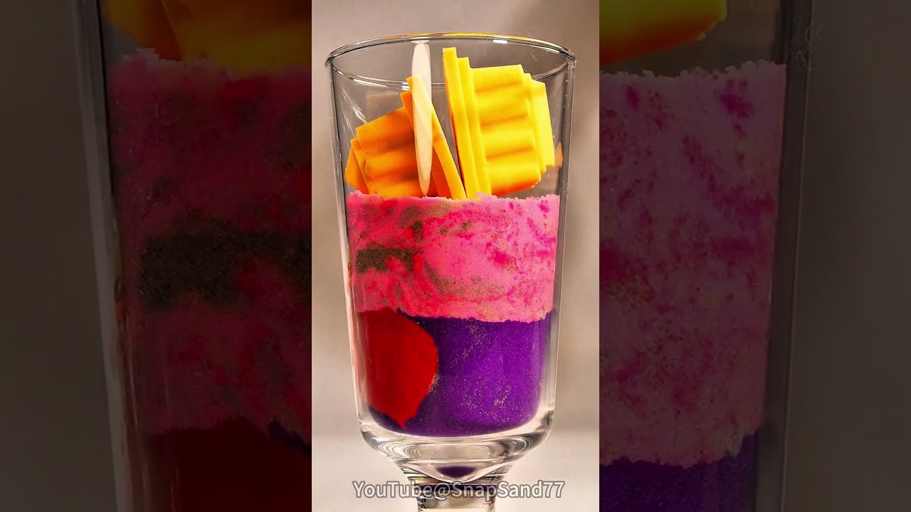 Satisfying Fun with Orange-Pink Round Kinetic Sand: Watch It Transform into a Relaxing Cup!