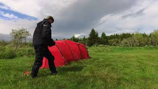 Hilleberg Keron 3GT build up in nice wind and some gusts from the side, Varmahlíð Iceland
