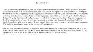 Days of Noah 22: channeled material, Alcoholics Anonymous and the occult