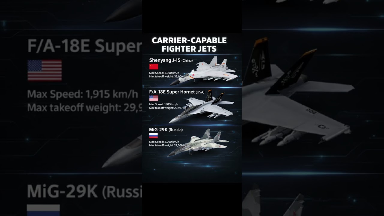 Carrier Fighter Jets Compared | J-15 vs F/A-18 vs MiG-29K 