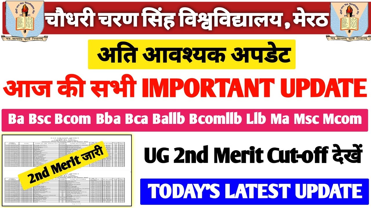 CCSU MERIT UPDATE !! | सभी स्टूडेंट्स के Impt | UG 2nd Merit 2025 | 