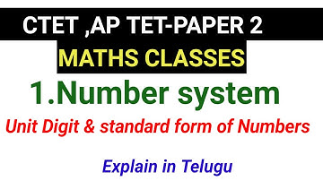 CTET,APTET MATHS PAPER 1 & 2 // 1.Number System// CTET CLASSES EXPLAIN IN TELUGU