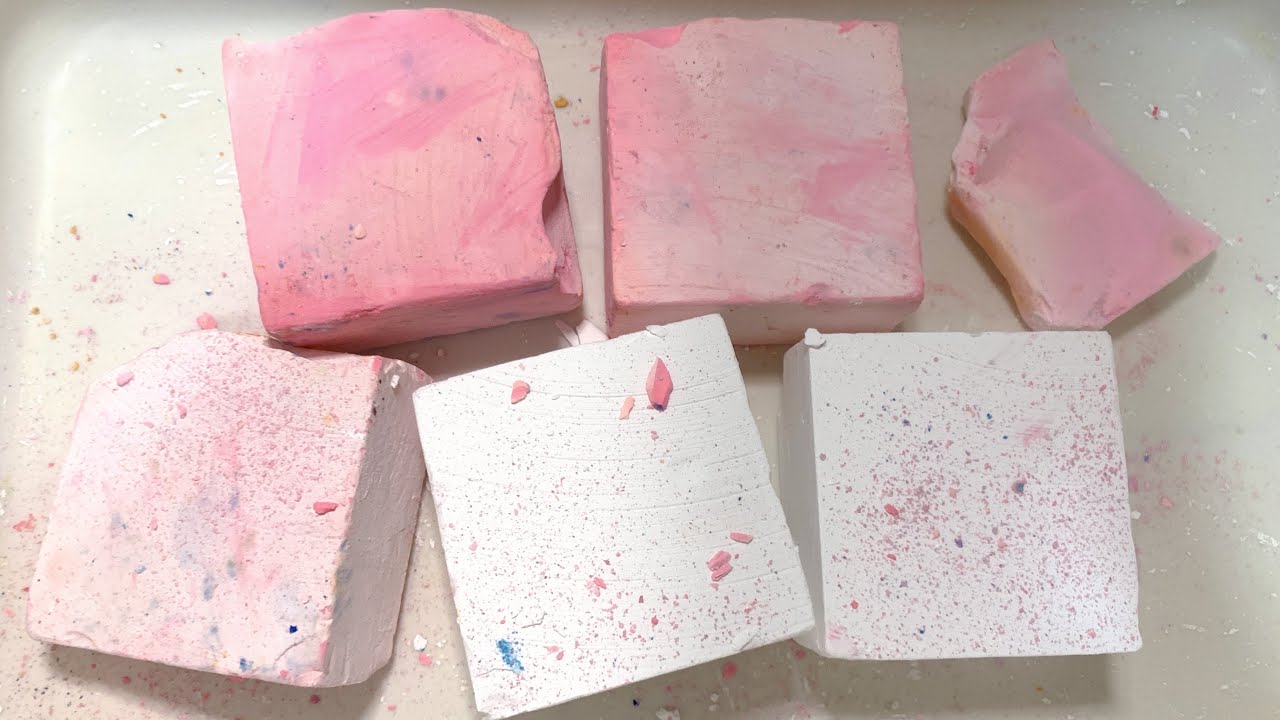 Pink gym Chalk Blocks | 🎀 ASMR Crispy Crunchy - YouTube