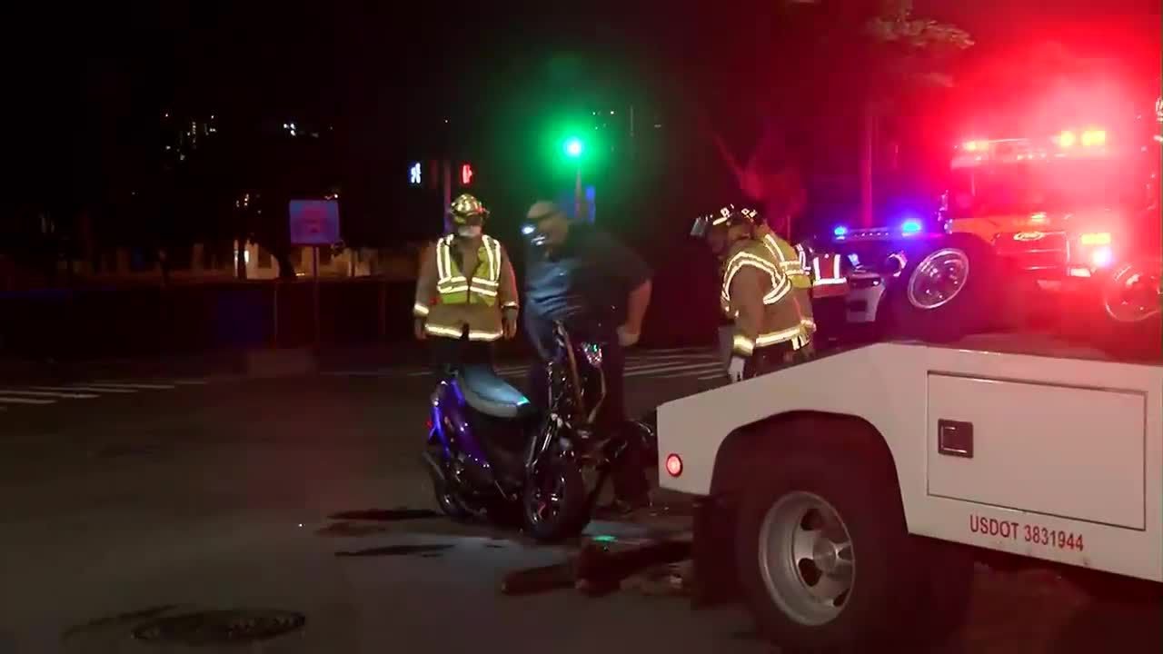 EMS: Moped rider in critical condition after crashing head-on into car ...