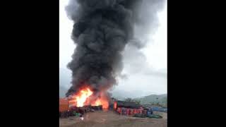 fire at helipad road construction storage site yikhum village wokha district Nagaland.