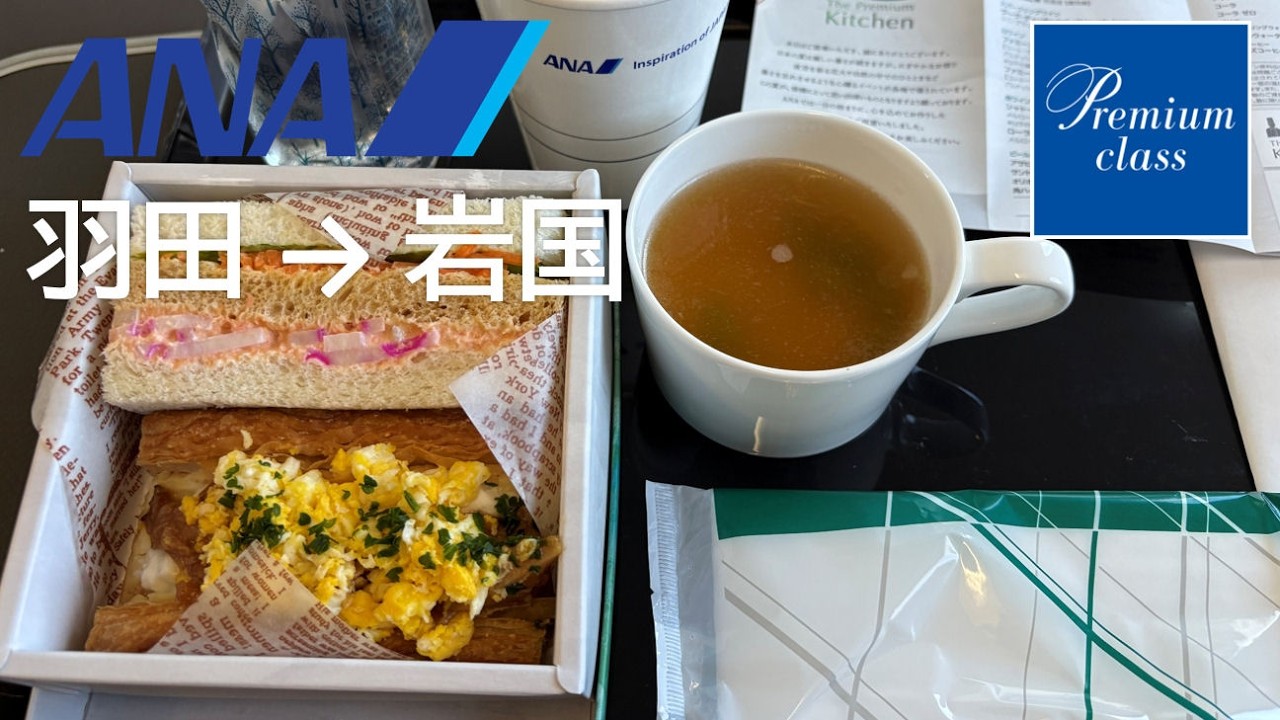 【ANAプレミアムクラス朝食】羽田空港→岩国空港 Airbus A320-200 JA211A