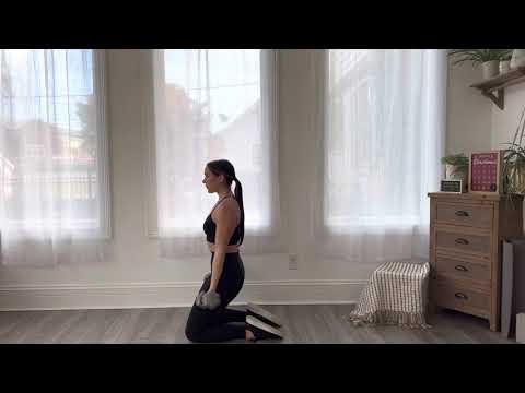 Dumbbell kneeling hip thrust to curl