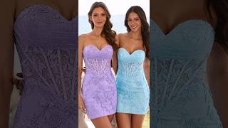Lilac Floral Lace Corset Mini Homecoming Dress S9257H | STACEES