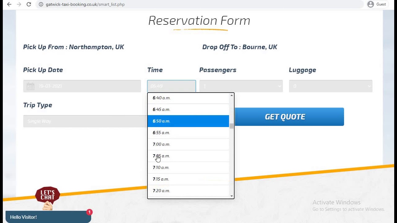 Gatwick Taxis from Northampton, UK to Bourne, UK
