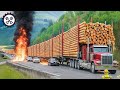 30 Extreme Dangerous Big Logging Wood Truck Driving Skill | Fastest Chainsaw Heavy Machinery Machine