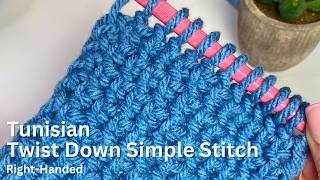 Tunisian Twisted Down Simple Stitch | Right-Handed Tutorial #tunisiancrochet