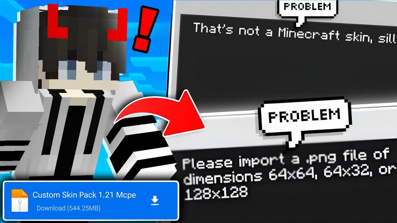 How To Import Your Skin in Minecraft PE - 1.21+ Skin Import Problems! 🥲