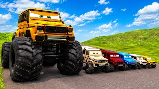 Monster G-Wagon vs Tiny Cars Race Challenge 😱🔥 | Giant Wheels Animation