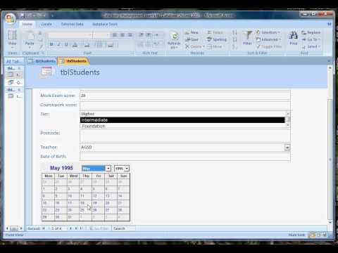 Adding Calendar controls to a form in Access 2007.avi