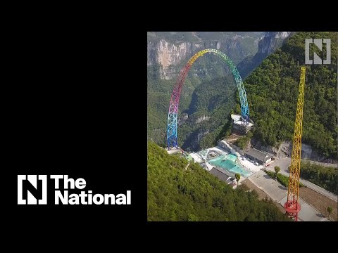 Giant swing on 700-metre cliff opens in China
