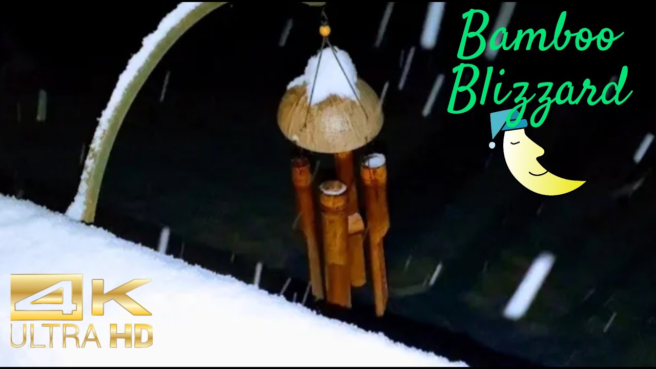 1 hr Snowfalling- Blizzard sounds-Bamboo wind chimes- wind sounds-snowing-snowsounds
