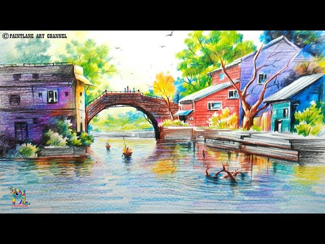 Landscape color drawing HD wallpapers | Pxfuel