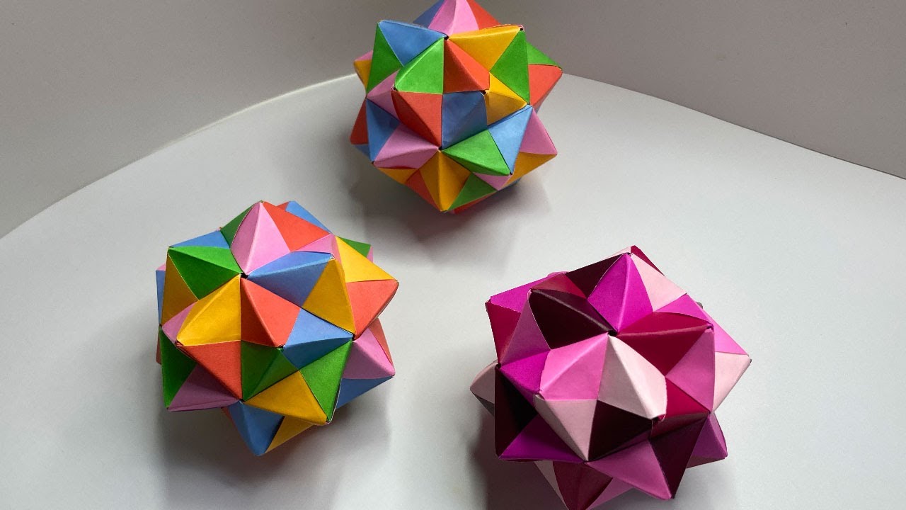 【origami kusudama】園部式ユニット30個組み5色の星のくす玉