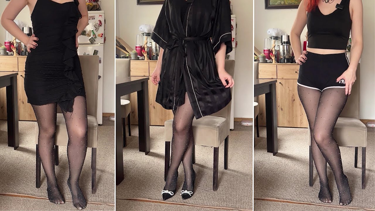 Пробую новые колготки в горошек от Calzedonia 🖤 ✨