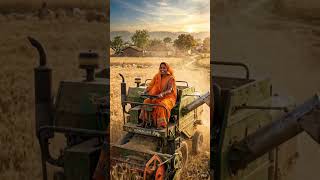 Indian Woman Farmer Driving Harvester 🚜🔥 | Real Power of Rural India 🌾#indianfarmer #desijugad