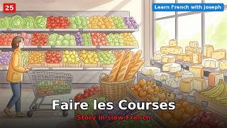 Histoire 25 - Faire les courses - Story in Slow French (Comprehensible Input A2)