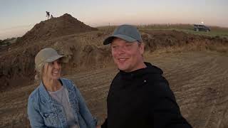 Family inspects new construction hole!