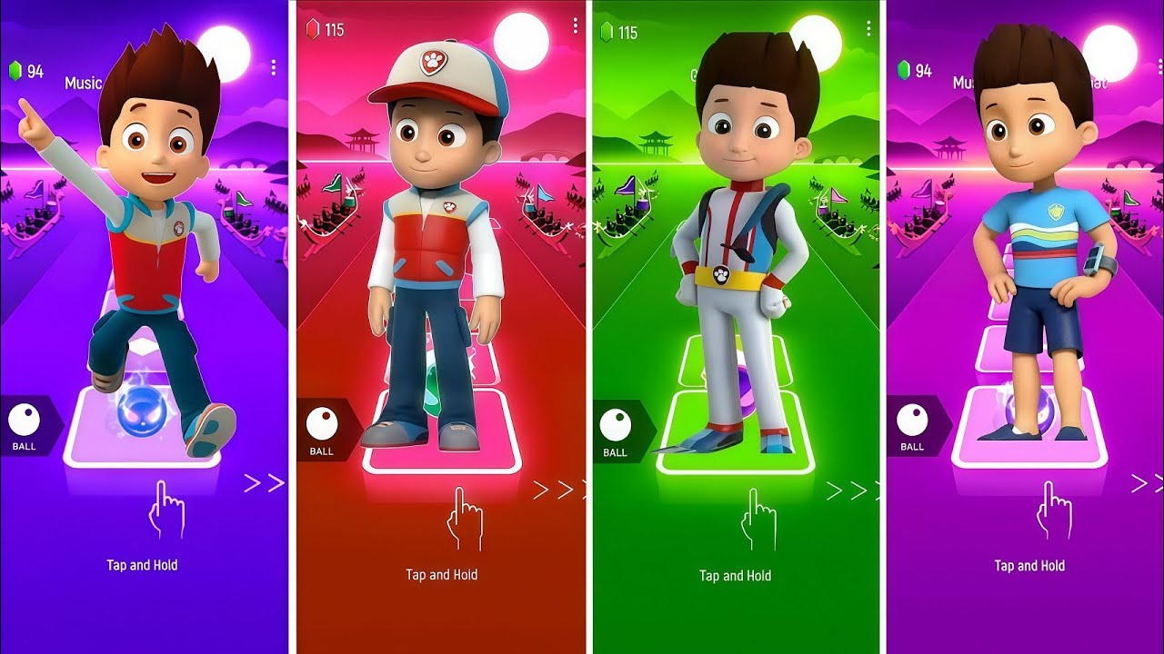 Paw Patrol Ryder VS Marshall VS Rubble Paw Patrol VS Paw Patrol - Tiles Hop EDM Rush