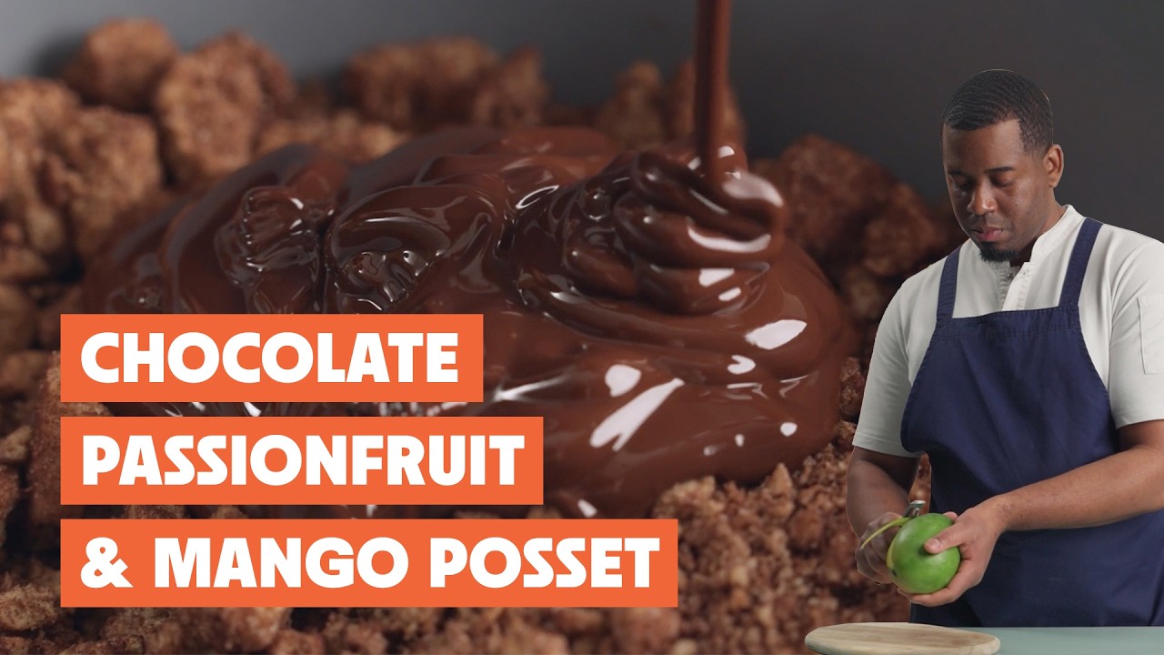 Mango Passionfruit Posset with Chocolate Crumble | The Ultimate No-Bake Glass Dessert 🍫🥭